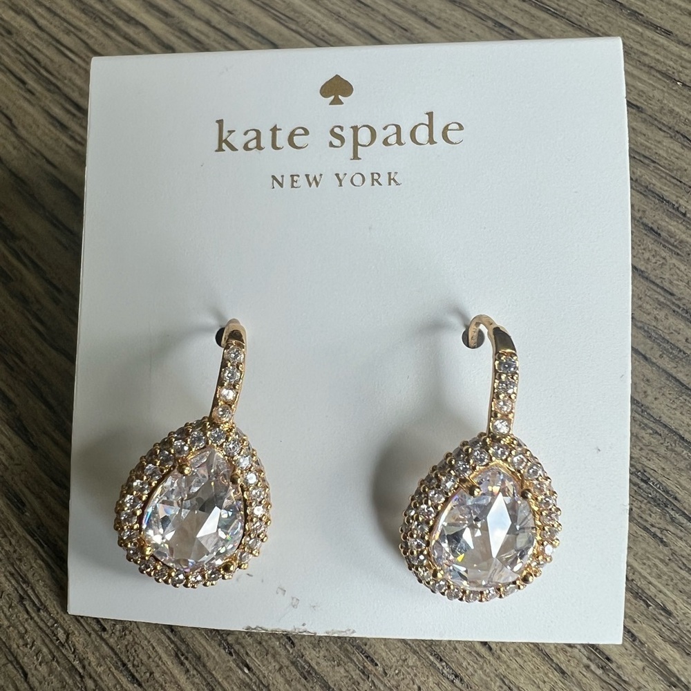 Kate Spade Brilliant Statements Pavé Halo Drop Earrings in Gold NWT 78$ - Picture 5 of 6